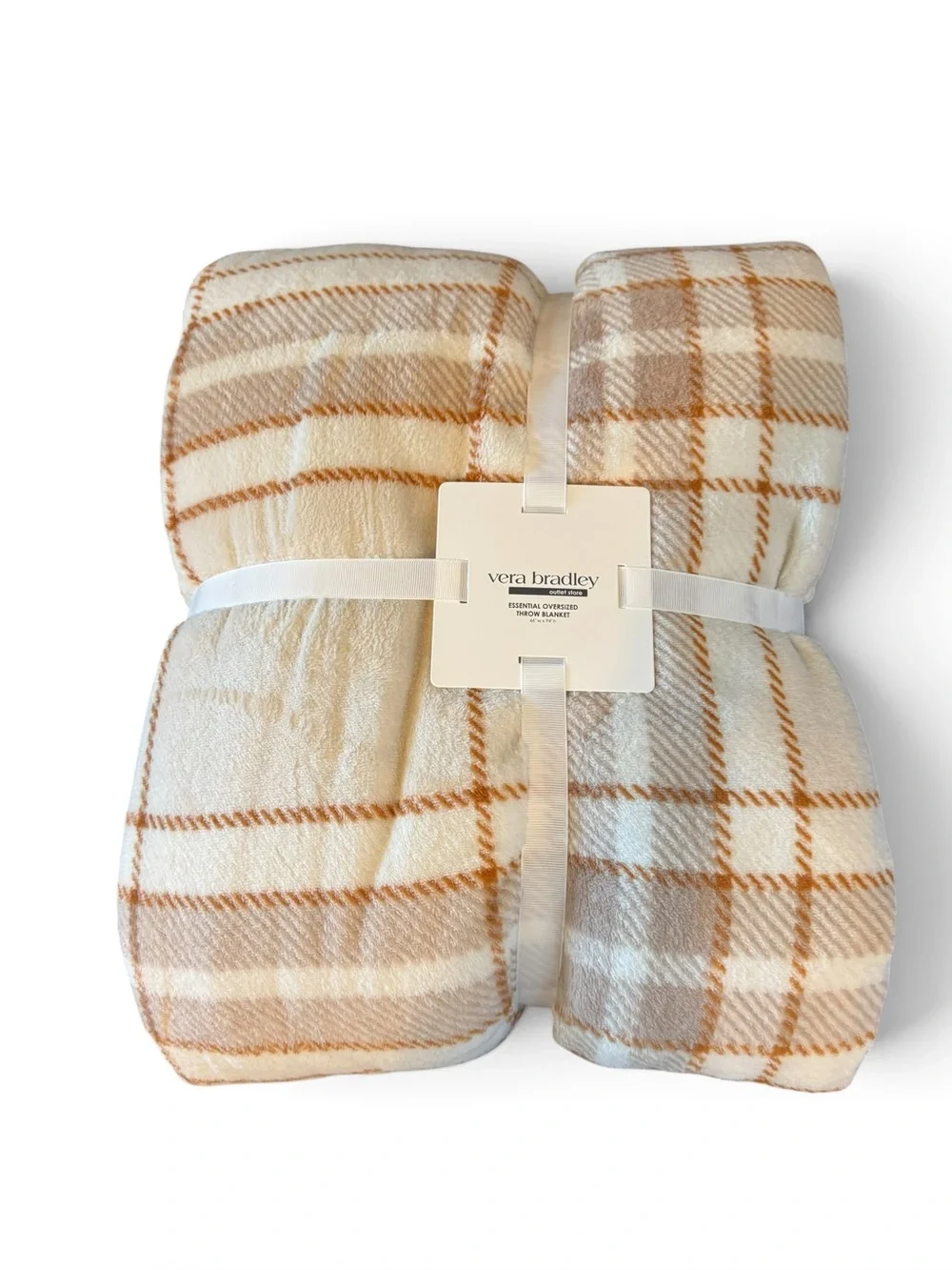 Vera Bradley Winter Plaid Cream Essential Oversized Throw Blanket NWT 66x94